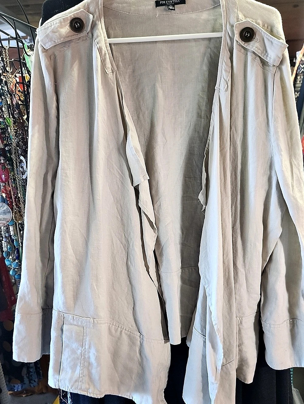 100 Linen Utility Jacket in Beige